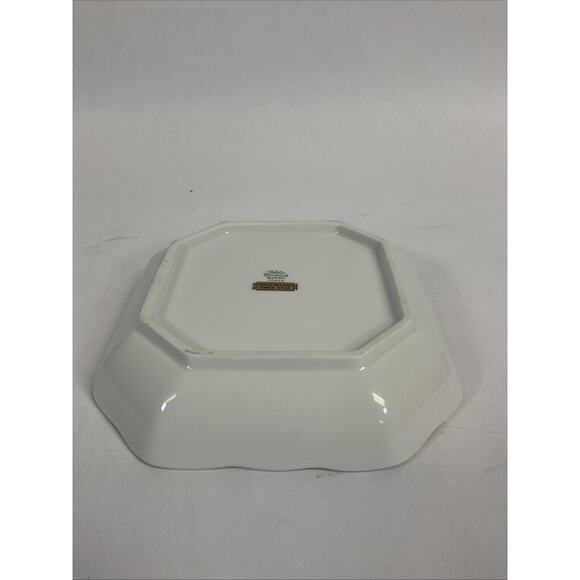 RICHARD GINORI Oriente 6 1/2" Porcelain Square Dish With Gold Band Made in Italy - Picture 4 of 5
